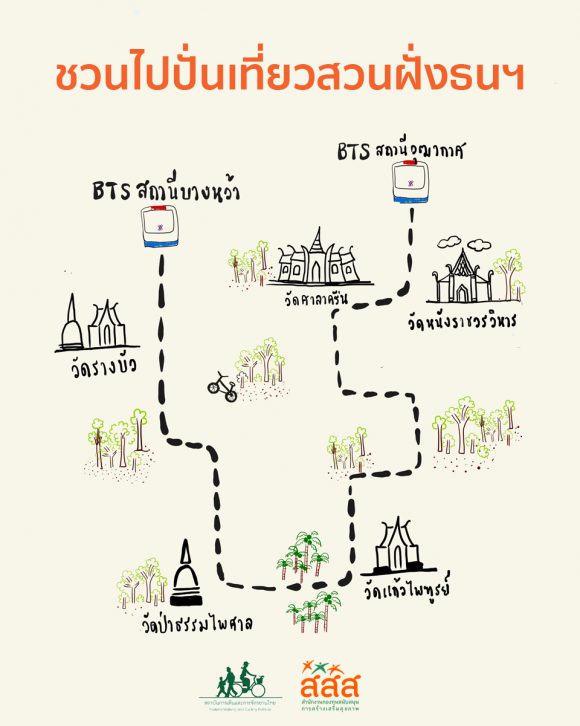 แนะนำเส้นทางปั่นจักรยาน @ชวนไปปั่นเที่ยวสวนฝั่งธนฯ